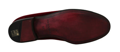 Bordeauxrote Loafer aus Samt mit Pailletten für Herren