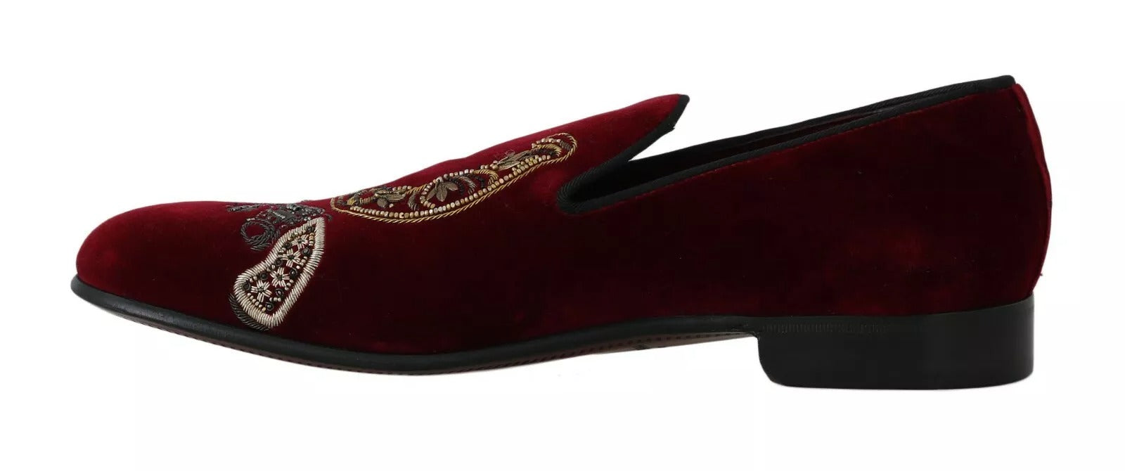 Bordeauxrote Loafer aus Samt mit Pailletten für Herren