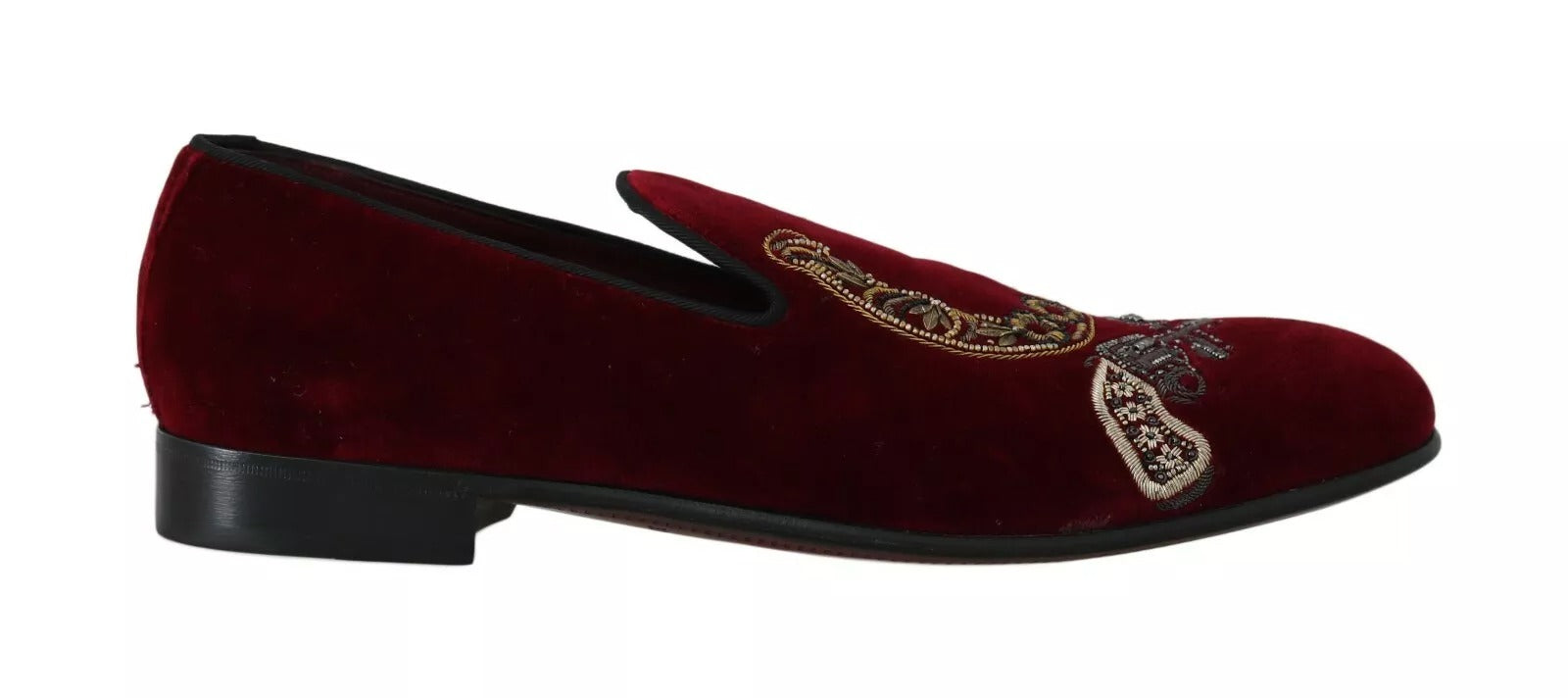 Bordeauxrote Loafer aus Samt mit Pailletten für Herren