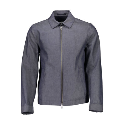 Blue Cotton Men Jacket