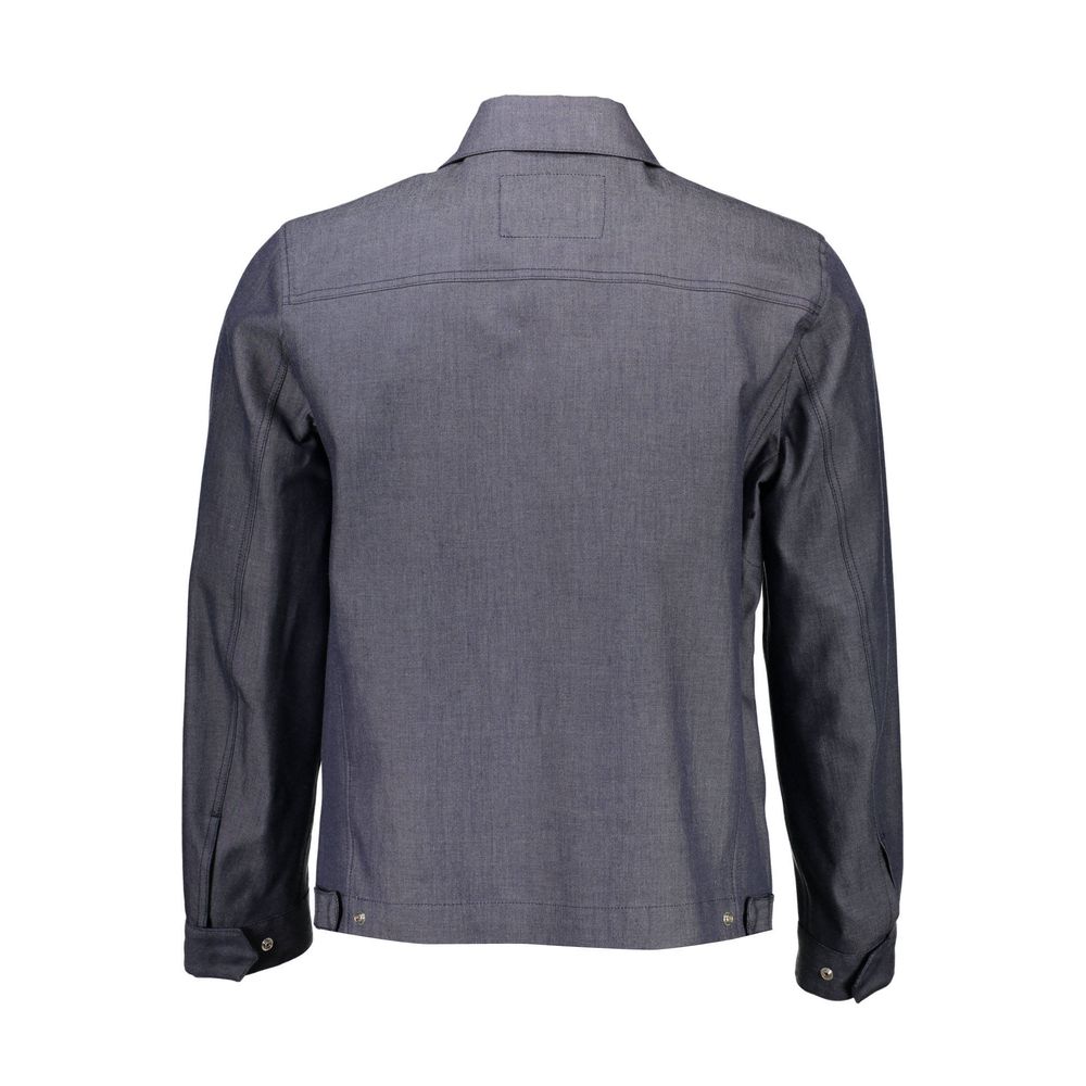 Blue Cotton Men Jacket
