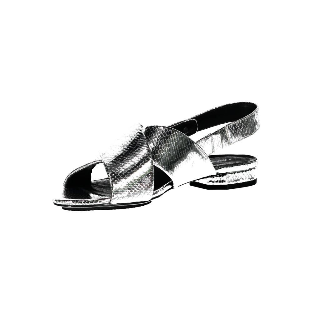Silver Leather Women Sandal