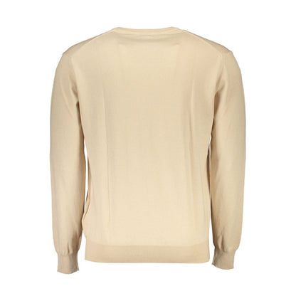 Beige Cotton Men Sweater