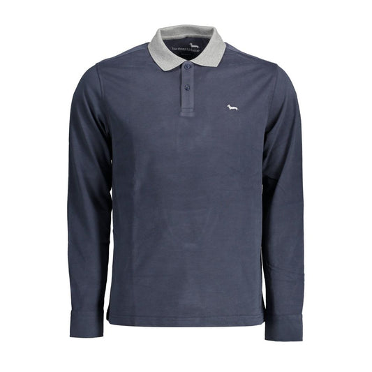 Blue Cotton Men Polo Shirt