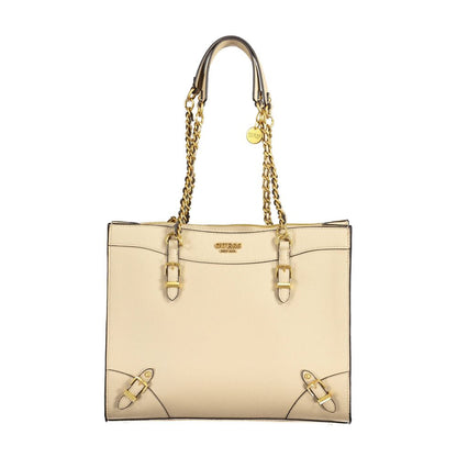 Beige Polyethylene Women Handbag