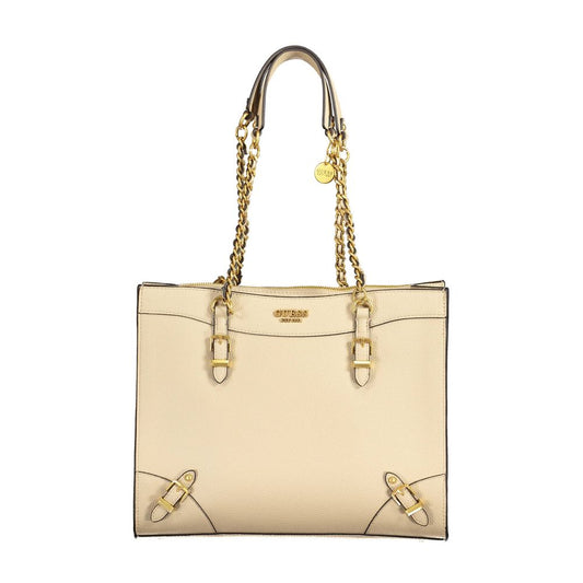 Beige Polyethylene Women Handbag