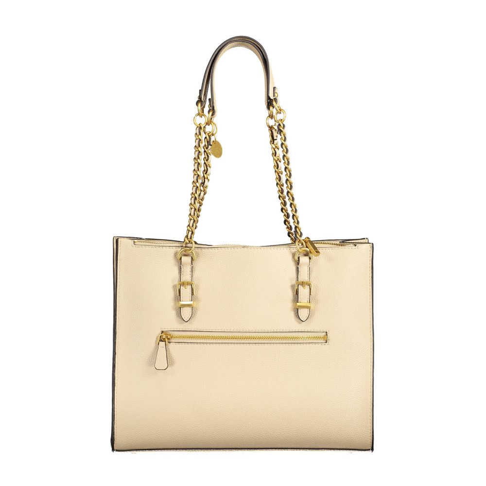 Beige Polyethylene Women Handbag