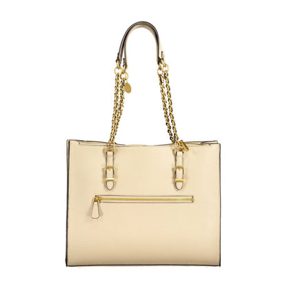 Beige Polyethylene Women Handbag