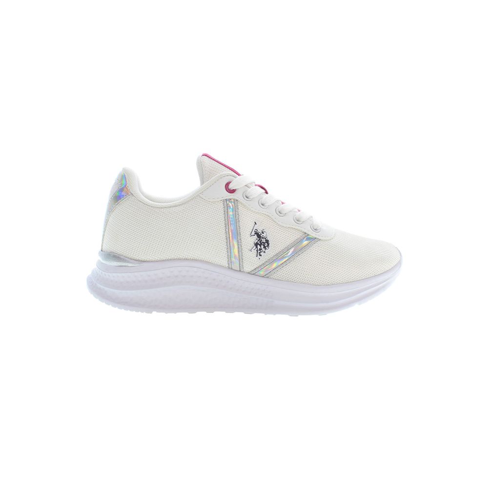 White Polyester Women Sneaker