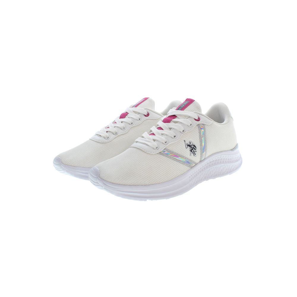 White Polyester Women Sneaker