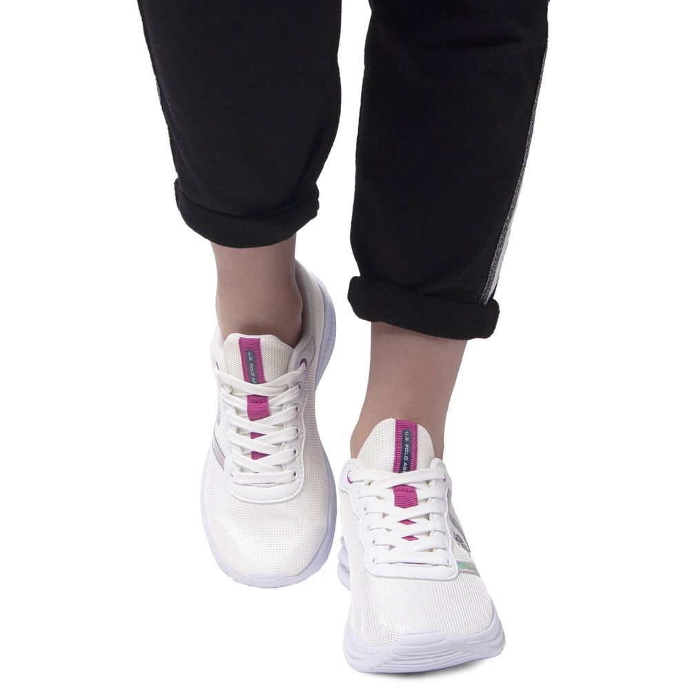 White Polyester Women Sneaker