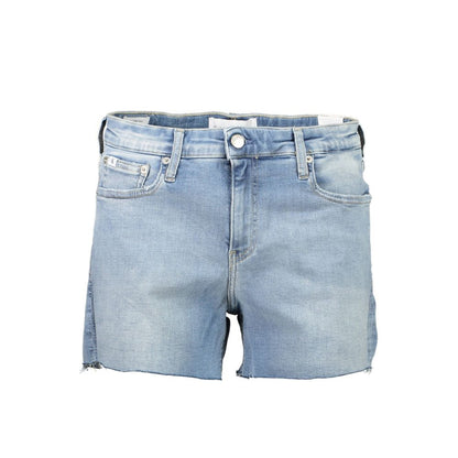 Light Blue Cotton Women Shorts