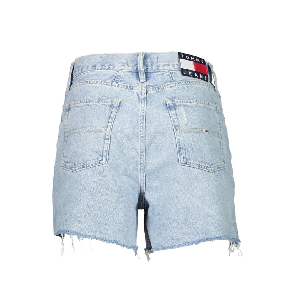 Light Blue Cotton Women Denim Short