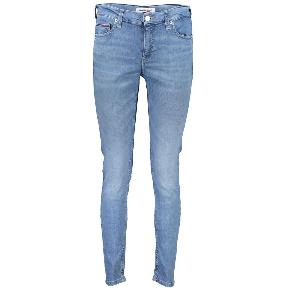 Light Blue Cotton Women Skinny Jean