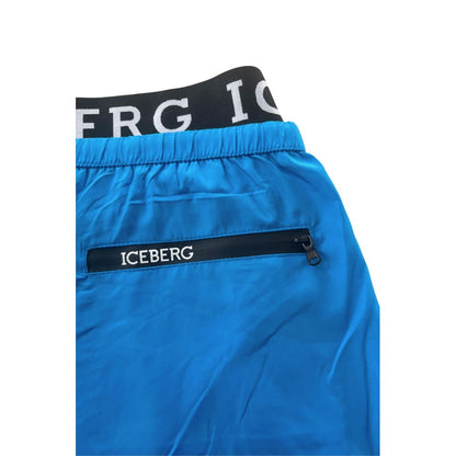 Light Blue Polyester Men Swim Short