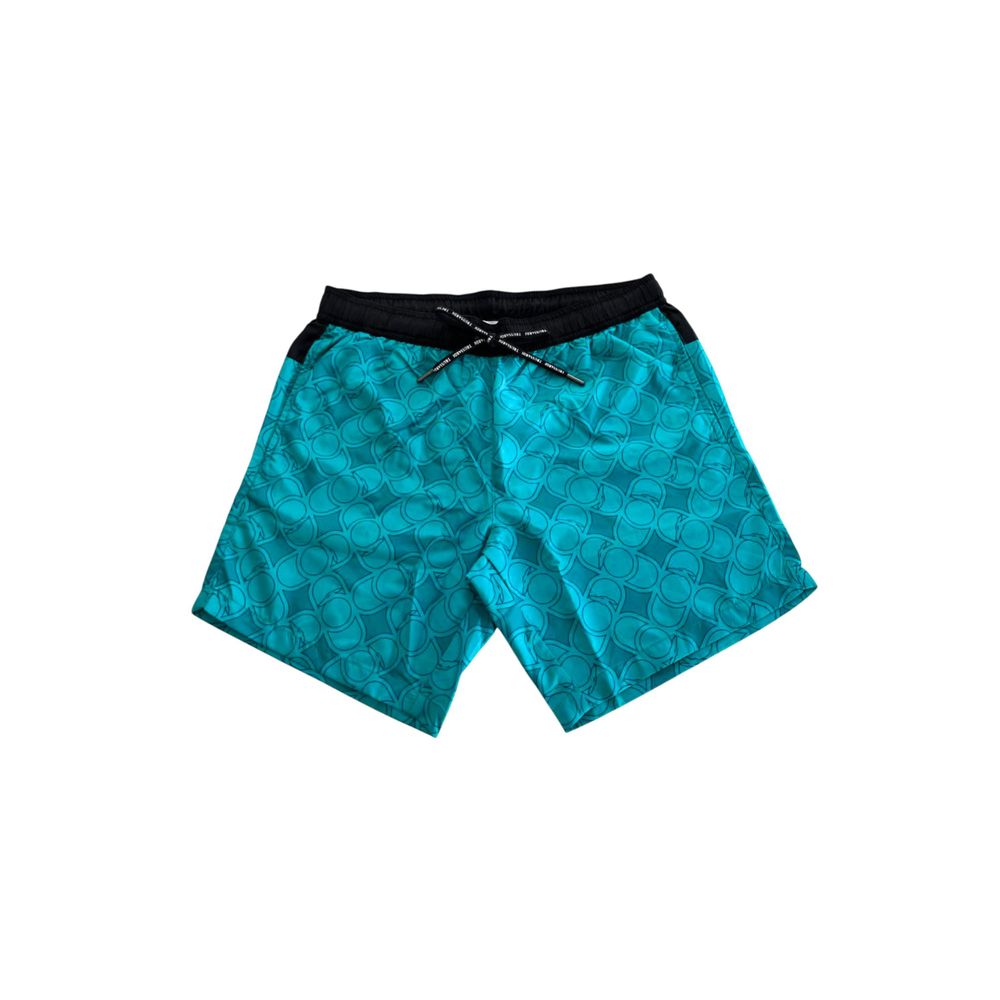Blue Polyester Men Swim Short