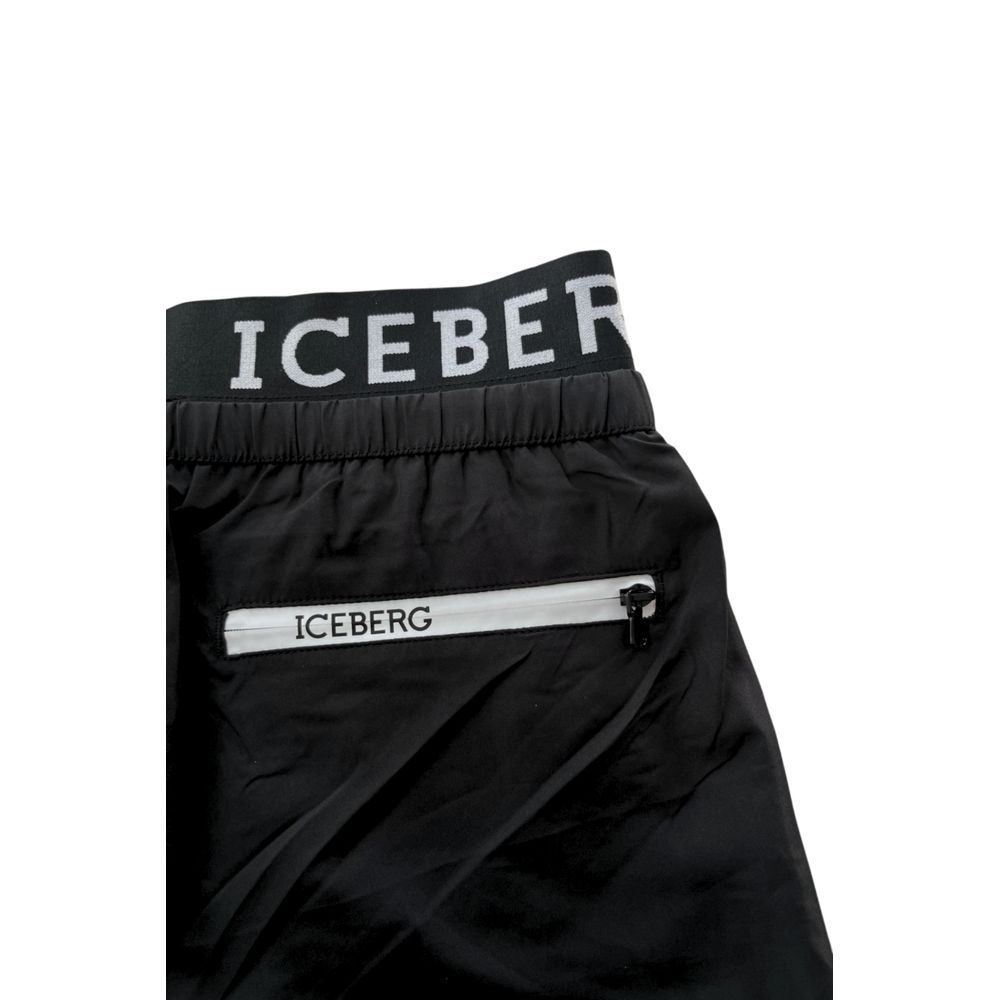 Black Polyester Men Swim Short