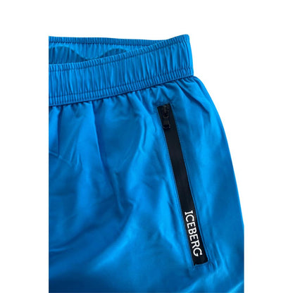 Light Blue Polyester Men Swim Short
