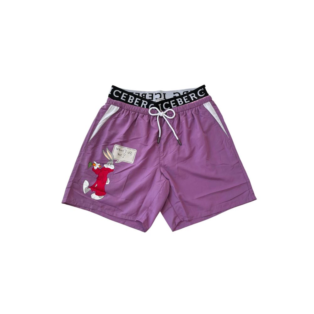 Purple Polyester Men Swim Short