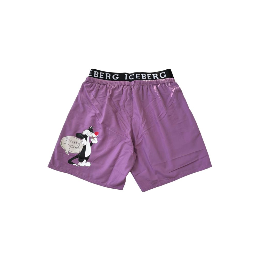 Purple Polyester Men Swim Short