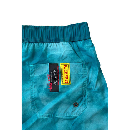 Light Blue Polyester Men's Swimwear Short