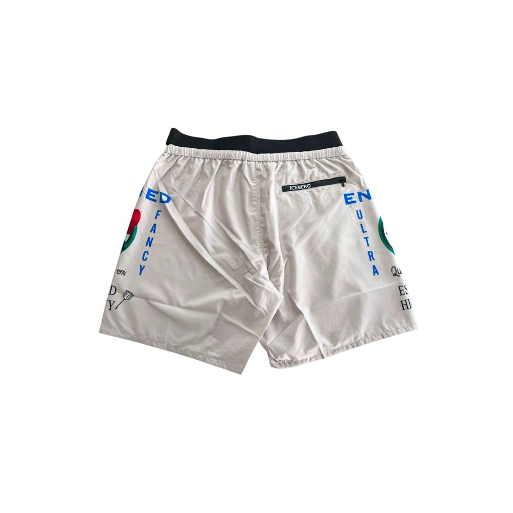 White Polyester Men's Swim Short