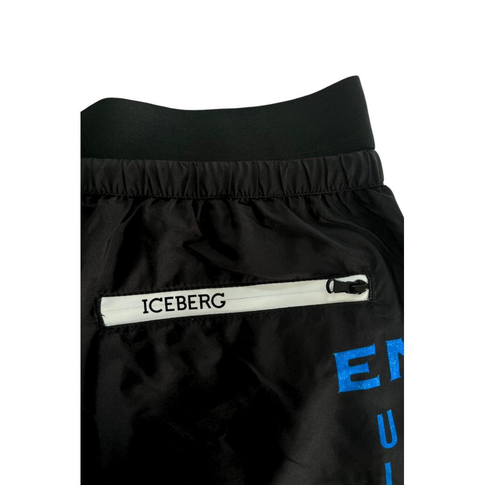 Black Polyester Men Swim Short