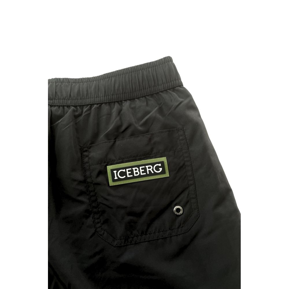 Black Polyester Men Swim Short