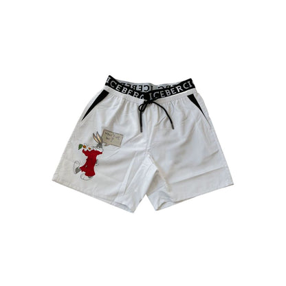 White Polyester Men Swim Short