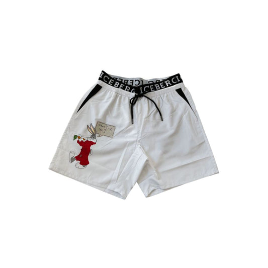 White Polyester Men Swim Short