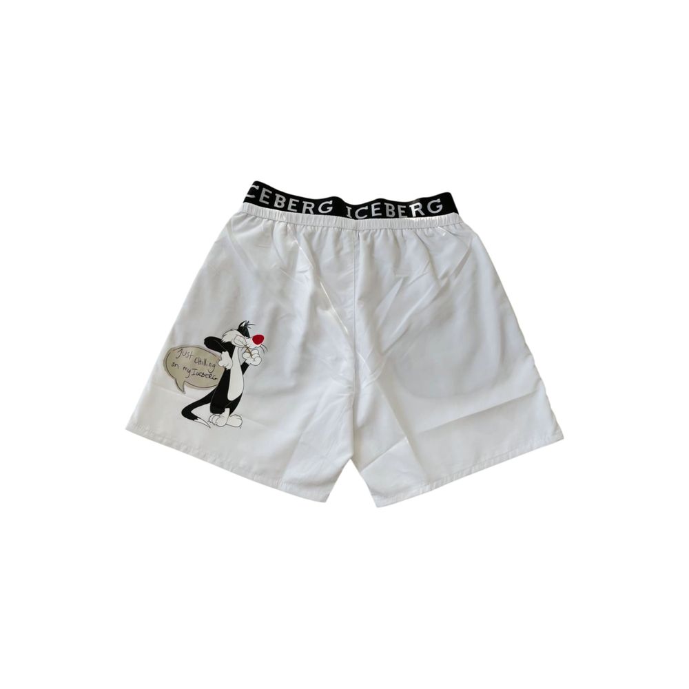 White Polyester Men Swim Short