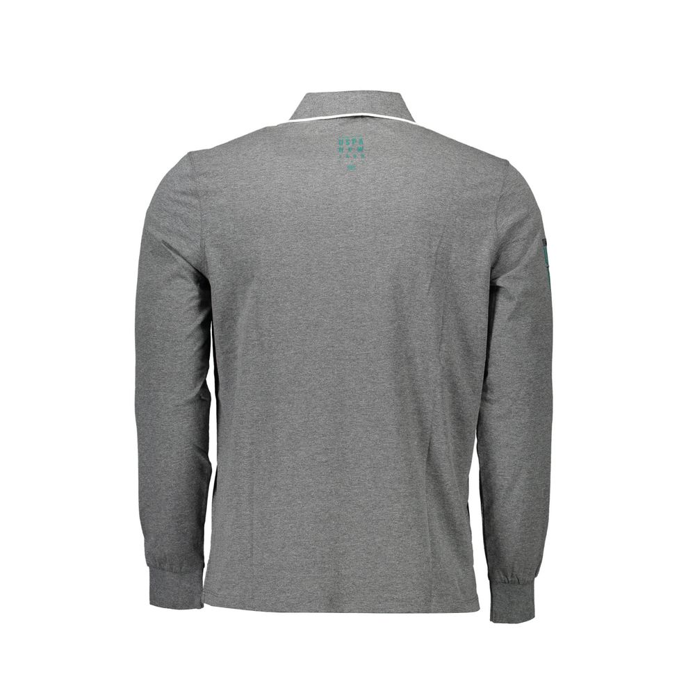 Gray Cotton Men Polo Shirt