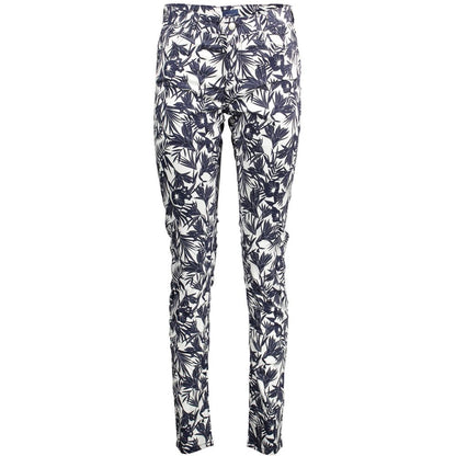 Blue Cotton Women Slim Trouser