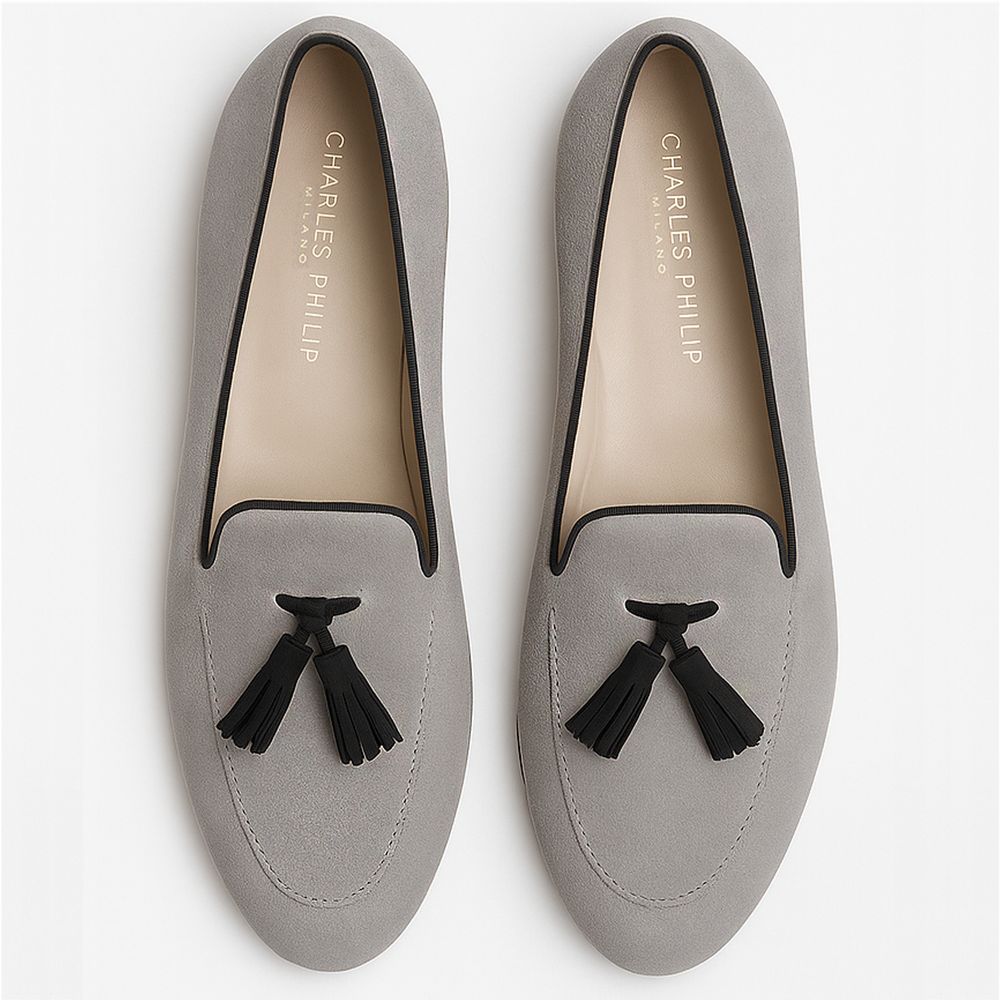 Gray Calfskin Loafer