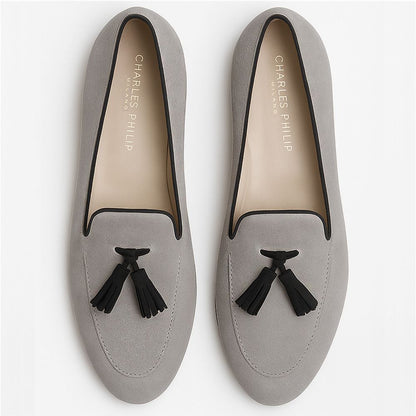 Gray Calfskin Loafer