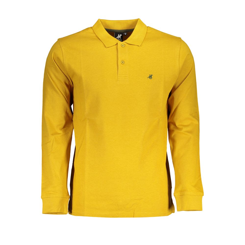 Yellow Cotton Men Polo Shirt