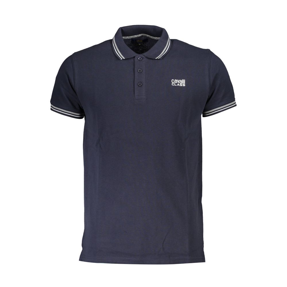 Blue Cotton Men Polo Shirt