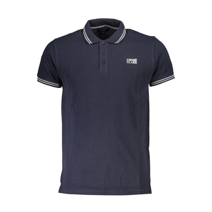 Blue Cotton Men Polo Shirt