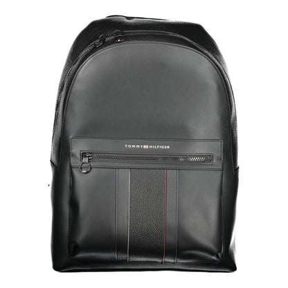 Black Polyester Men Backpack
