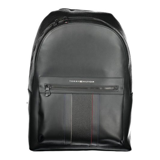 Black Polyester Men Backpack