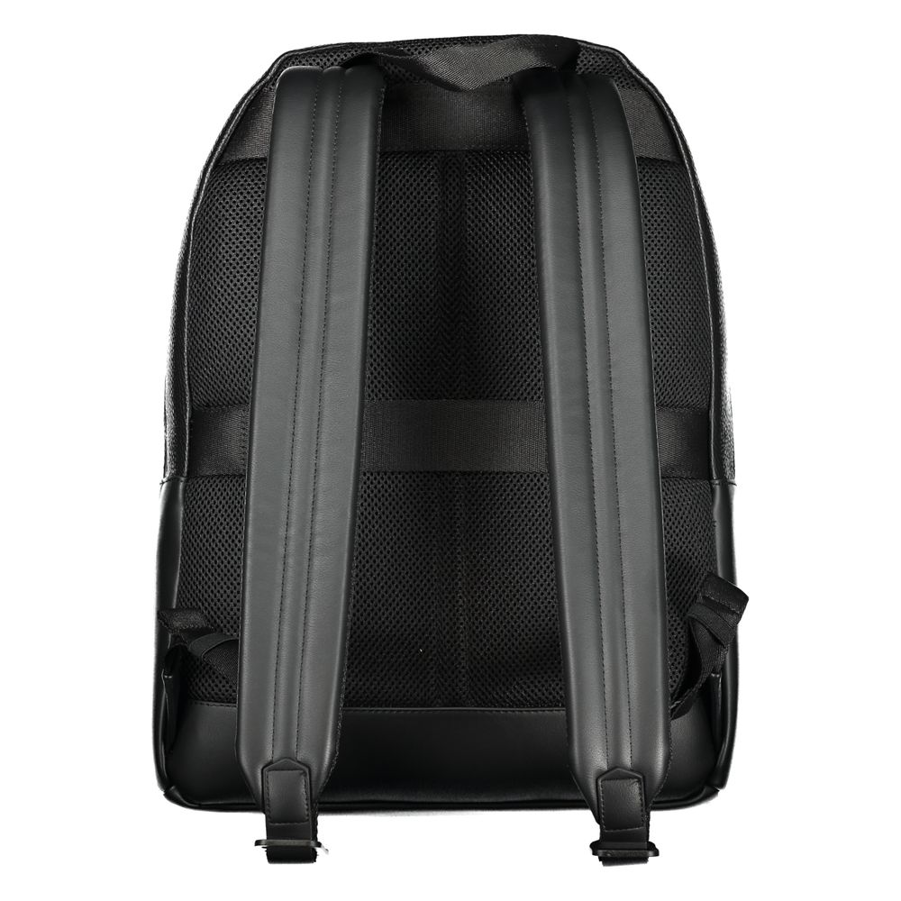 Black Polyester Men Backpack
