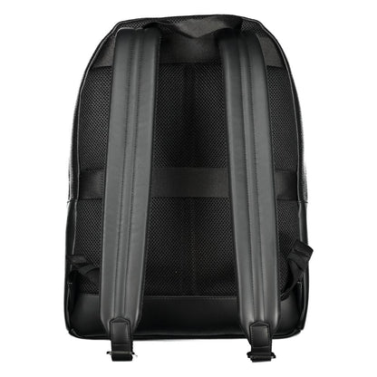 Black Polyester Men Backpack