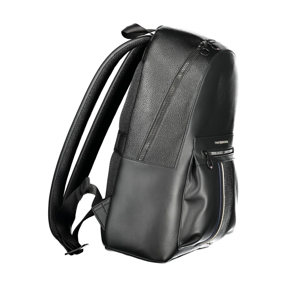Black Polyester Men Backpack