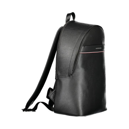 Black Polyester Men Backpack