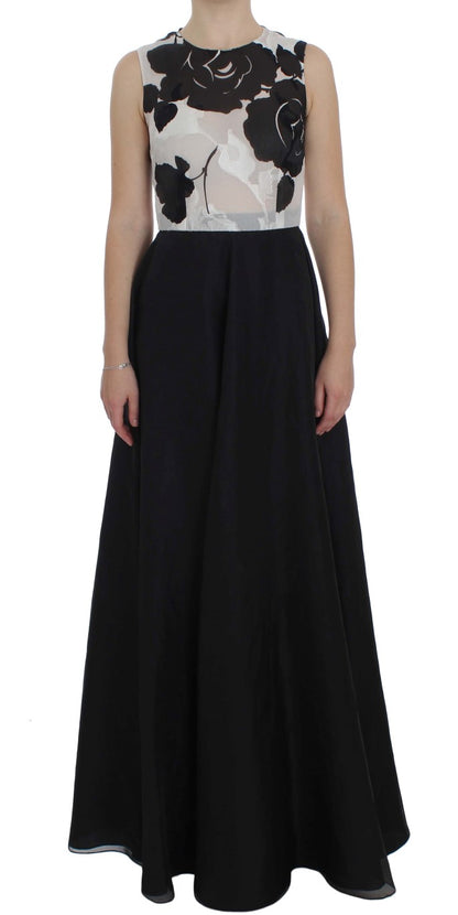 Elegantes langes Seidenkleid mit Blumenmuster