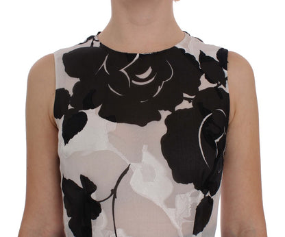 Elegantes langes Seidenkleid mit Blumenmuster