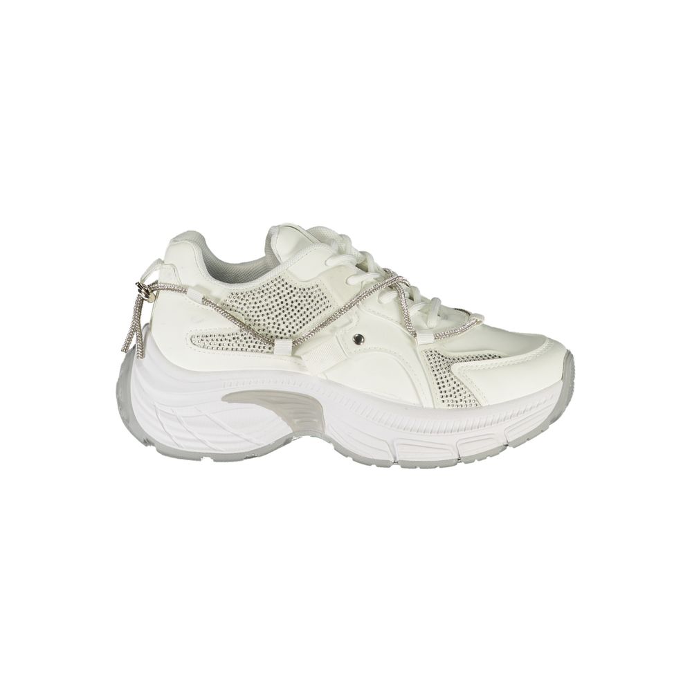 White Polyester Women Sneaker