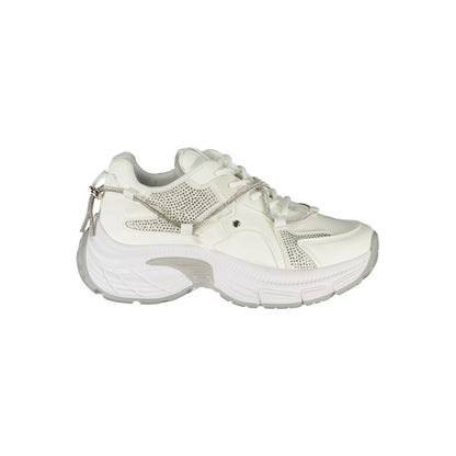 White Polyester Women Sneaker