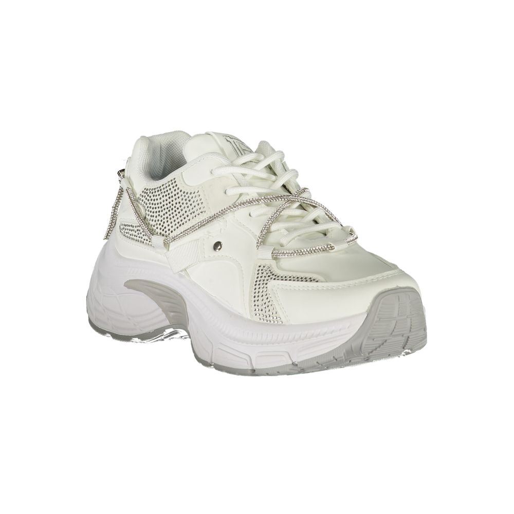 White Polyester Women Sneaker