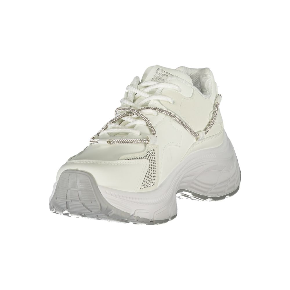 White Polyester Women Sneaker